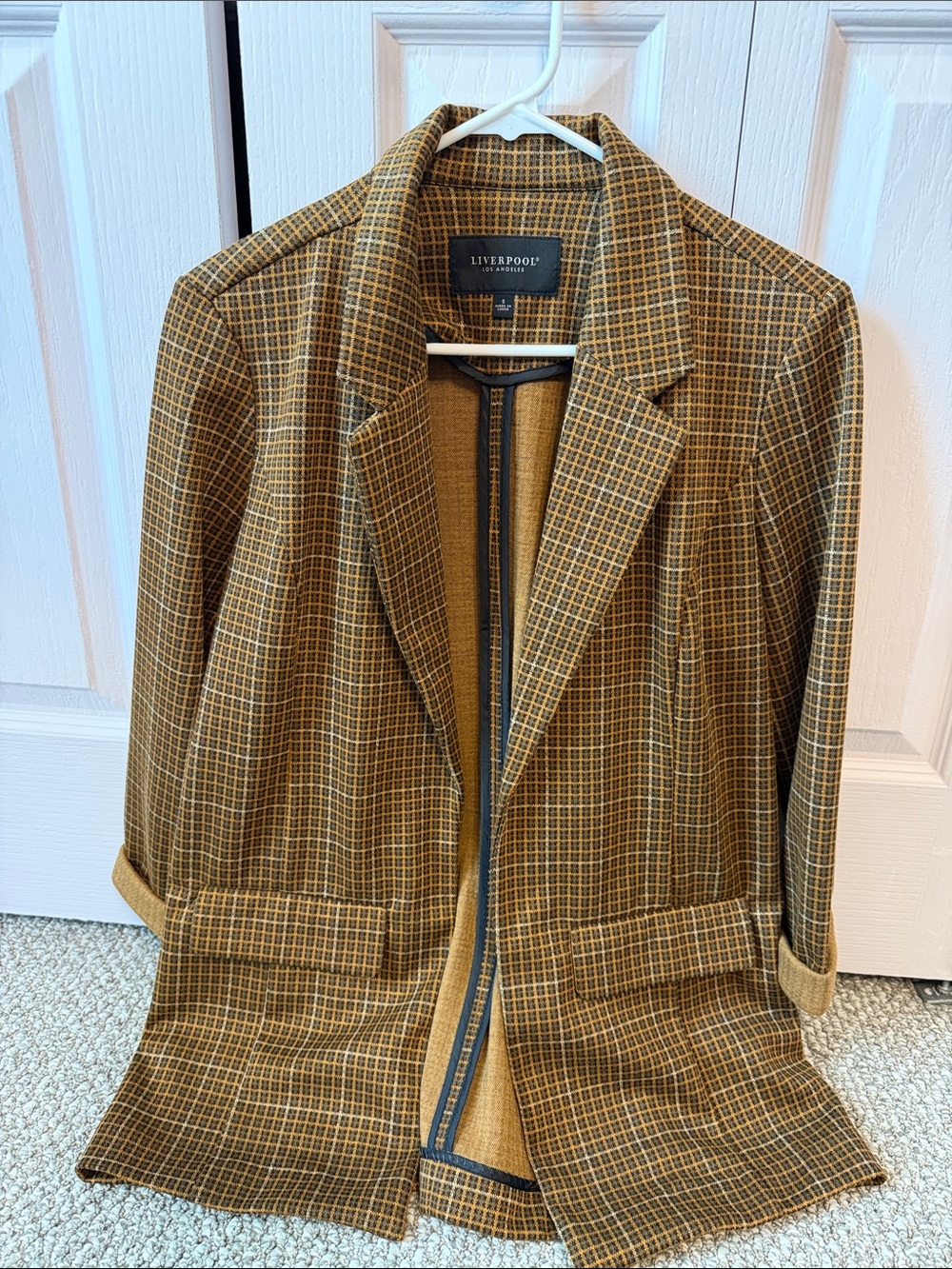 Liverpool Checked Blazer in Mustard and Brown